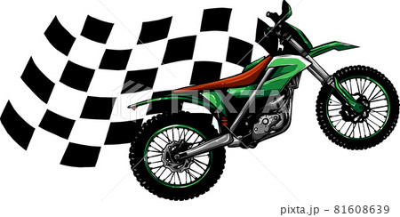 vector illustration of Motocross with race flag 81608639