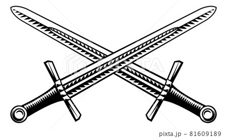 Crossed swords. Hand drawn sketch - Stock Illustration [39008967] - PIXTA