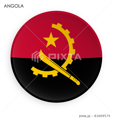 ANGOLA flag icon in modern neomorphism style. Button for mobile application or web. Vector on white background
