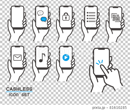 矢量插圖素材/拍攝/手持智能手機或查看消息和視頻的操作 81610285