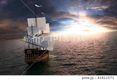 Sailboat in the sea at the sunset 81611571