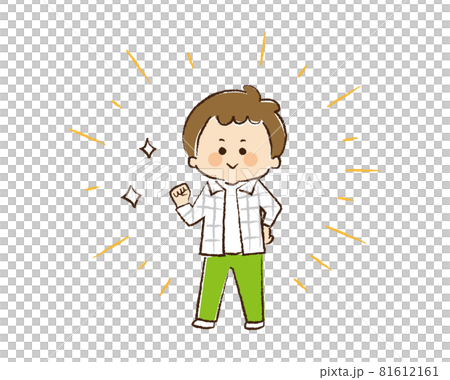 Line drawing of elementary school boys who are full of motivation Line drawing of elementary school boys who are full of motivation 81612161