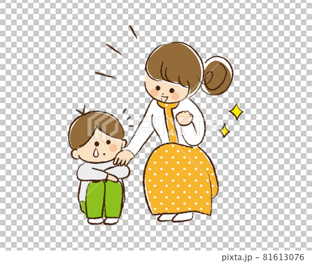 Crying boy and comforting mother 81613076