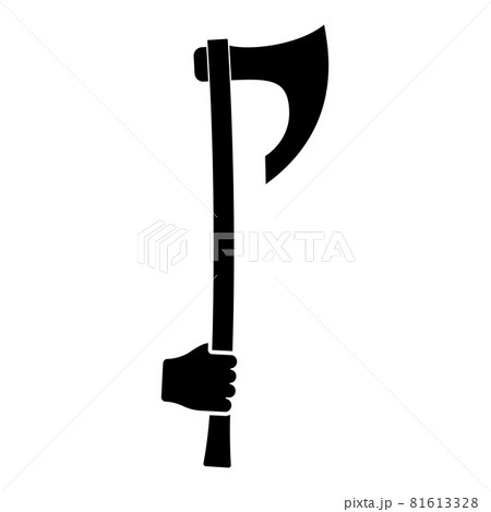 War axe in hand use arm poleaxe icon black color War axe in hand use arm poleaxe icon black color 81613328