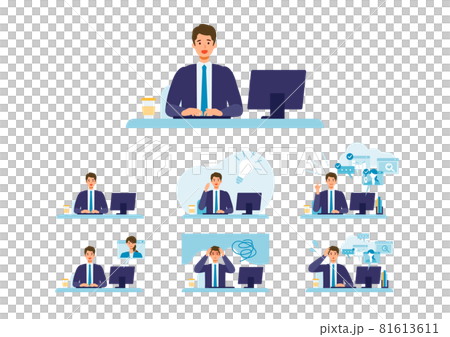 スーツでテレワークするビジネスマン スーツでテレワークするビジネスマン 81613611