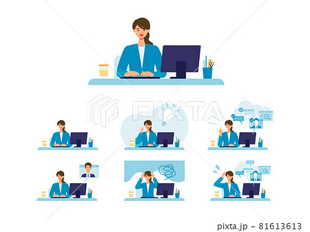 スーツでテレワークするビジネスウーマン スーツでテレワークするビジネスウーマン 81613613