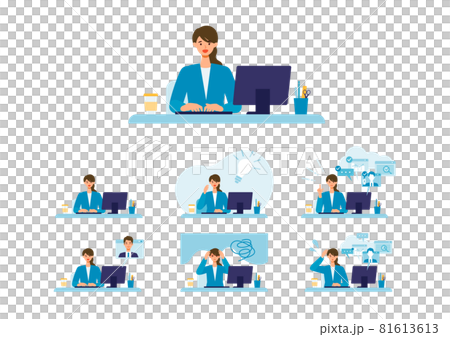 スーツでテレワークするビジネスウーマン スーツでテレワークするビジネスウーマン 81613613