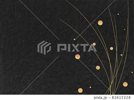 和風背景素材　ススキ　夜空　ホタル　【XLでA3size-350dpi】 81615328