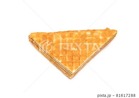 Waffles with condensed milk isolated on white background 81617288