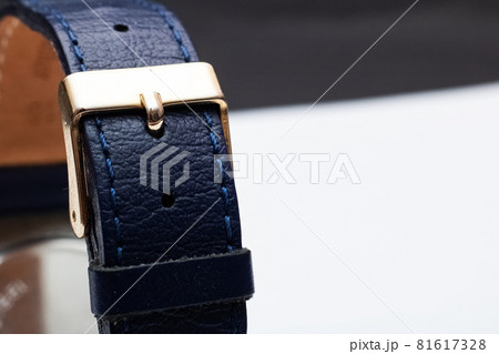 Blue watchband close up with copy space Blue watchband close up with copy space 81617328