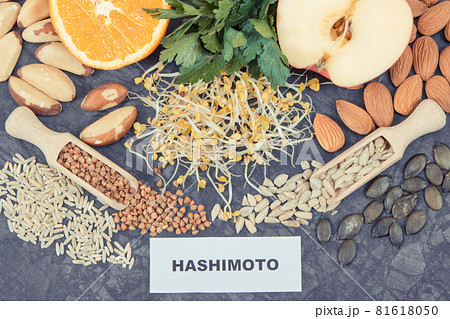 Inscription hashimoto with beneficial eating for thyroid gland. Healthy ingredients Inscription hashimoto with beneficial eating for thyroid gland. Healthy ingredients 81618050