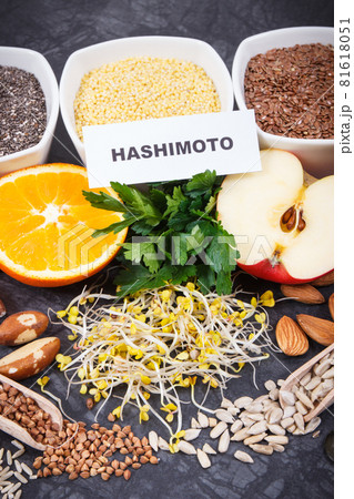 Best nutritious food for healthy thyroid. Natural eating containing vitamins Best nutritious food for healthy thyroid. Natural eating containing vitamins 81618051