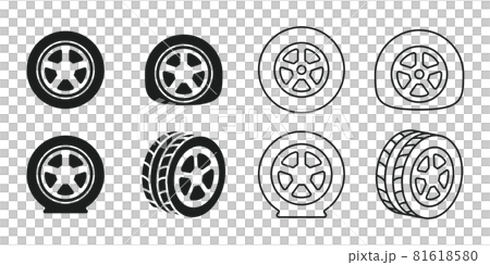 自動車タイヤに関連したアイコンセット 81618580