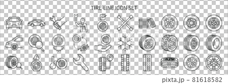 Icon set related to car tires 81618582