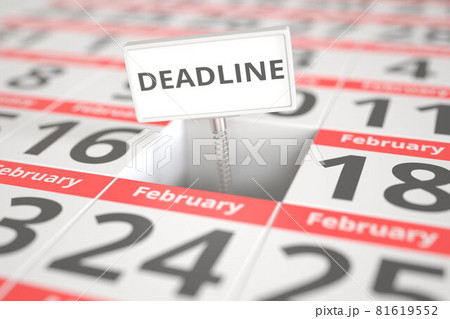 DEADLINE plate on February 17 in a calendar, 3d rendering 81619552