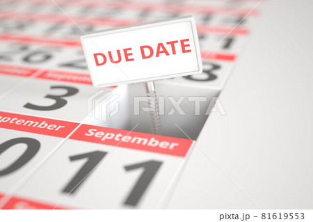 DUE DATE sign on September 4 in a calendar, 3d rendering 81619553