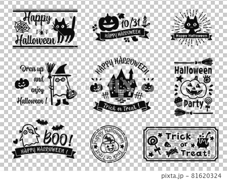 ハロウィンのラベルデザインのイラストセット ハロウィンのラベルデザインのイラストセット 81620324