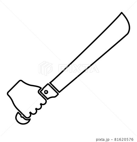 Machete in hand in use Arm Big knife contour  81620576