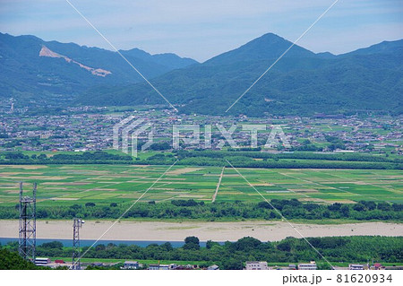 徳島県吉野川市　チェリーロードから阿波市・善入寺島方面を望む 81620934