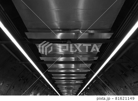 Ceiling of metro tunnel in subway station. Underground. Interior design. Ceiling of metro tunnel in subway station. Underground. Interior design. 81621149