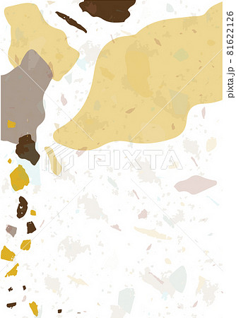 Terrazzo modern abstract template. Brown and beige texture of classic italian flooring. Venetian terrazzo trendy vector backdrop Background made of stones, granite, quartz, marble, concrete. 81622126