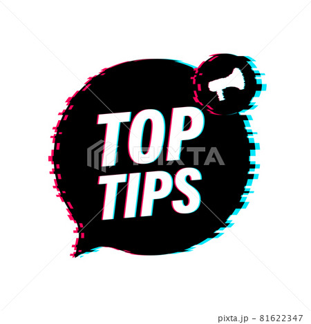 Hand holding megaphone - Top tips. Vector illustration. 81622347
