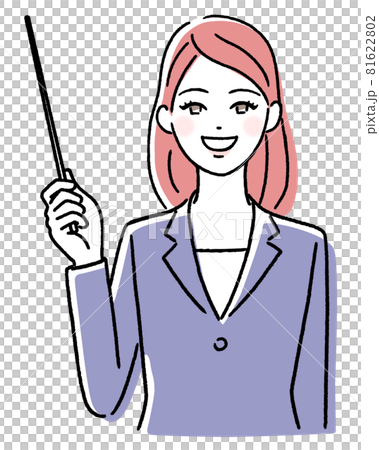 Young woman explaining with a pointer Young woman explaining with a pointer 81622802