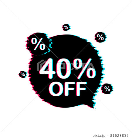 40 percent OFF Sale Discount Banner. Discount offer price tag. Glitch icon. 40 percent discount promotion flat icon with long shadow. Vector illustration. 81623855