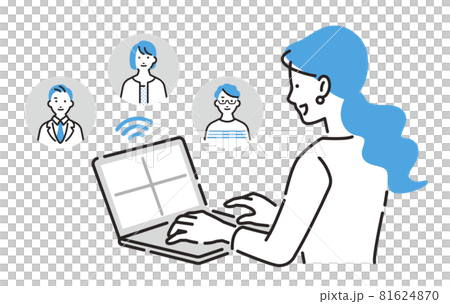 Person A woman holding a web conference Person A woman holding a web conference 81624870