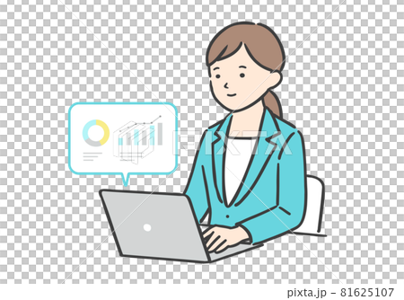 デスクワーク 資料作成 ビジネスパーソンのイラスト素材