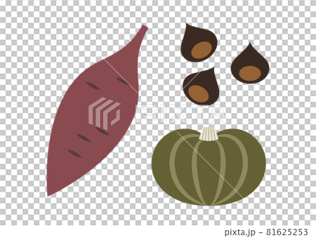 サツマイモと栗とかぼちゃのイラスト 81625253