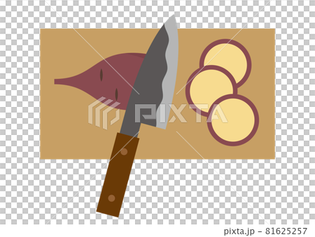 さつまいもを輪切りにしているイラストのイラスト素材