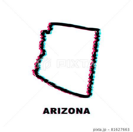 Arizona USA federal state map outline glitch icon. Arizona USA federal state map outline animation. Vector illustration. 81627663