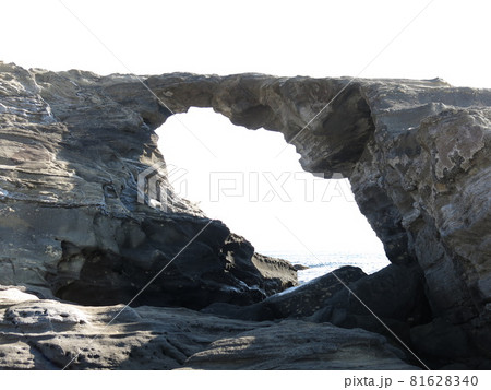 三浦市の城ヶ島にある馬の背洞門 81628340