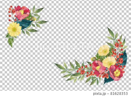 椿と福寿草と南天のフレーム 81628353