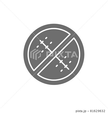 Forbidden sign with a medical seam, without surgical sutures grey icon. 81629632
