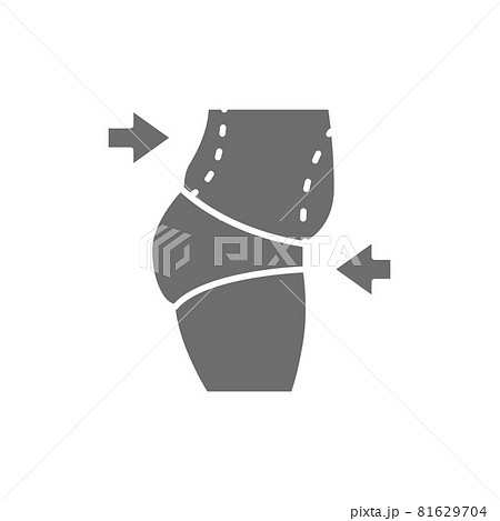 Liposuction of abdomen, tummy tuck, plastic surgery grey icon. 81629704