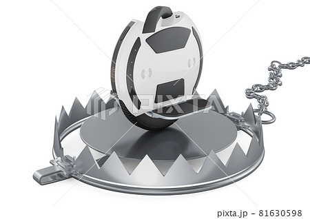 Bear Trap with monowheel balance vehicle, 3D rendering 81630598