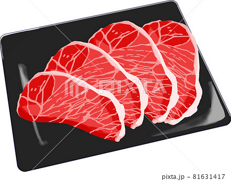 皿に並べられた牛肉のイラスト素材