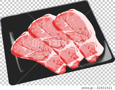皿に並べられた豚肉 皿に並べられた豚肉 81631421