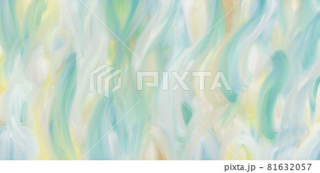印象派風の油絵抽象背景 緑の曲線 ナチュラル ブラシストローク カラフル 絵の具 アート バナーのイラスト素材