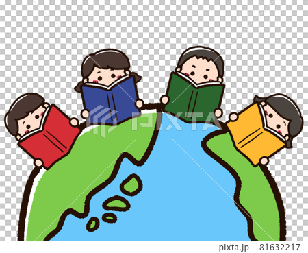 本を読む子供たちと地球 81632217