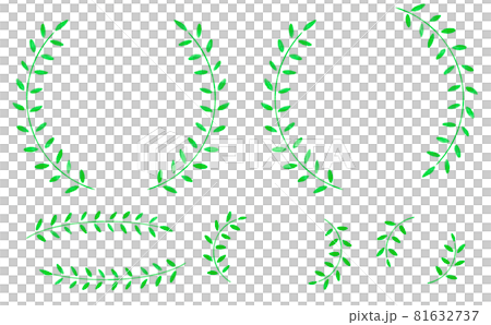 Watercolor handwritten decorative parts material for tea leaves and vegetation leaves 81632737