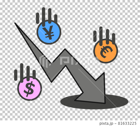Illustration that the economy deteriorates due to a crash 81633225