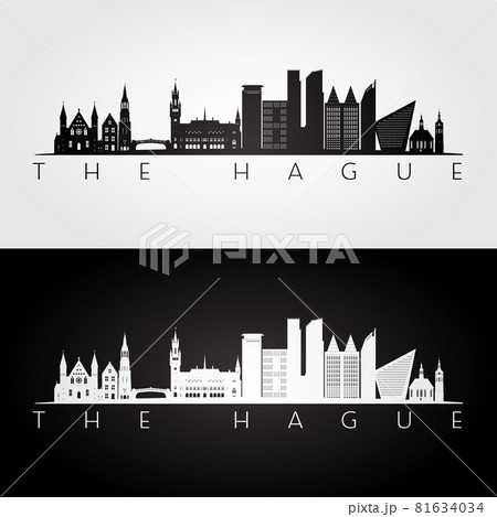 The Hague skyline and landmarks silhouette 81634034