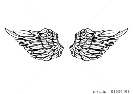 illustration of wings in tattoo style isolated on white background. Design element for logo, label, badge, sign. Vector illustration 81634498