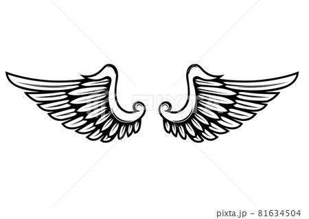 illustration of wings in tattoo style isolated on white background. Design element for logo, label, badge, sign. Vector illustration illustration of wings in tattoo style isolated on white background. Design element for logo, label, badge, sign. Vector illustration 81634504