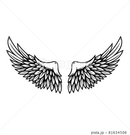 illustration of wings in tattoo style isolated on white background. Design element for logo, label, badge, sign. Vector illustration illustration of wings in tattoo style isolated on white background. Design element for logo, label, badge, sign. Vector illustration 81634506
