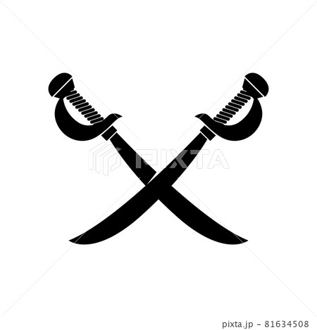 Crossed swords isolated on white background. Design element for logo, label, badge, sign. Vector illustration Crossed swords isolated on white background. Design element for logo, label, badge, sign. Vector illustration 81634508