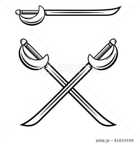 Crossed swords isolated on white background. Design element for logo, label, badge, sign. Vector illustration 81634509